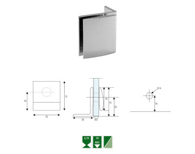 GC-10 Glass to wall angular clamp for SH-10 and SH-11 hinges