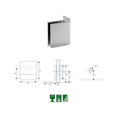 GC-10 Glass to wall angular clamp for SH-10 and SH-11 hinges