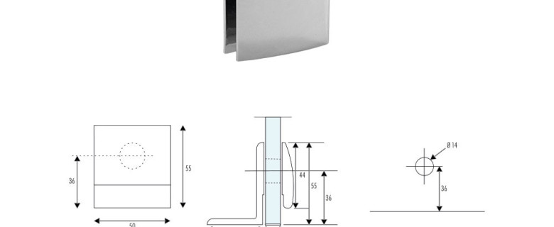 GC-10 Glass to wall angular clamp for SH-10 and SH-11 hinges