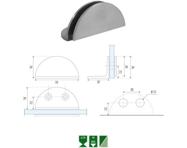 GC-8 Glass to wall angular clamp for SHF-8 and SHF-9 hinges