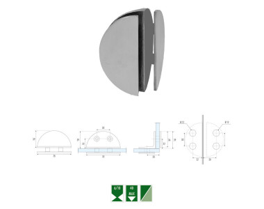 GC-9 Glass to glass 90° clamp for SHF-8 and SHF-9 hinges