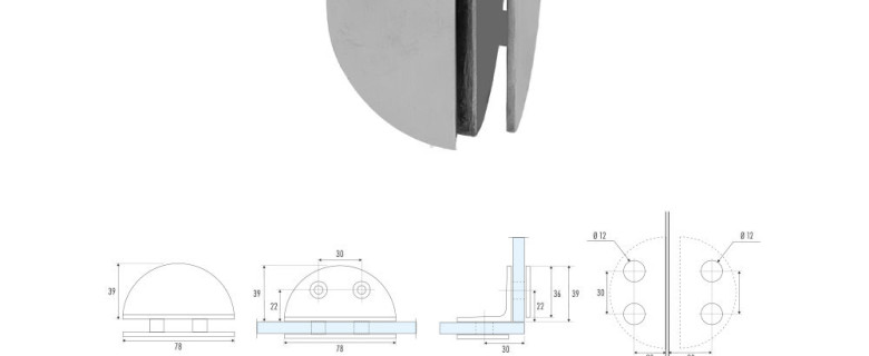 GC-9 Glass to glass 90° clamp for SHF-8 and SHF-9 hinges