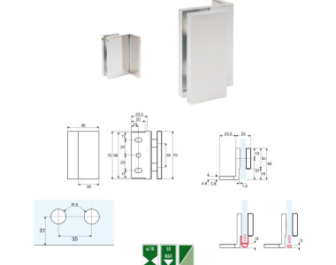 GCH-8 Glass to wall 90°angular clamp without screws at sight
