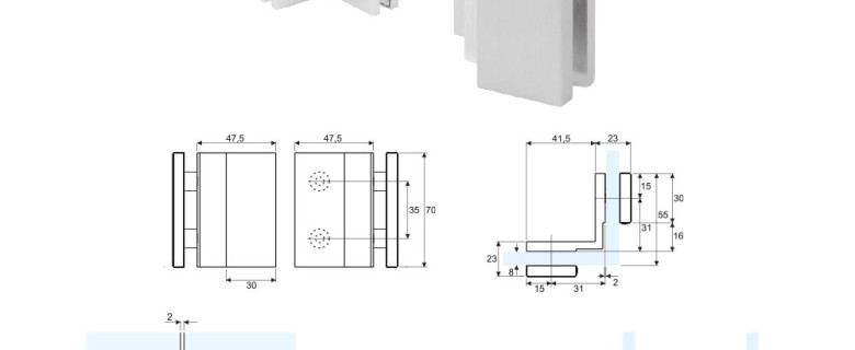 GCH9 Glass to glass 90° angular clamp without screws at sight