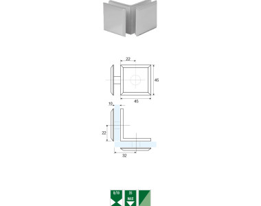 GCZ-3 Glass to glass 90° angular clamp GCZ series