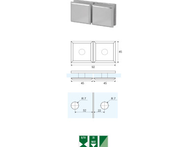 GCZ-4 Glass to glass 180° angular clamp GCZ series