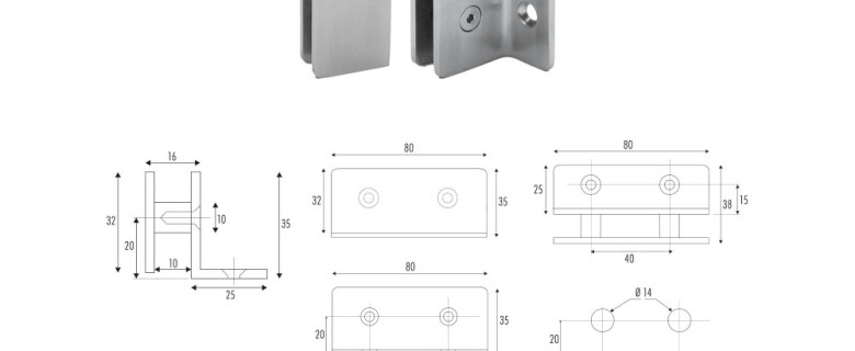 NG-2 Morsetto angolare vetro/muro 90°