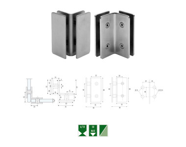 NG-3 Morsetto angolare vetro/vetro 90°