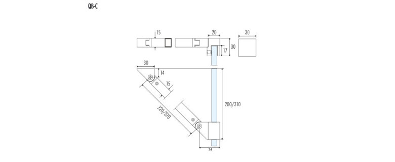 QB-6 Barra di sicurezza angolare snodata vetro/muro