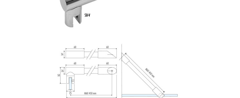 SB-6 Barra di sicurezza 45° vetro/muro
