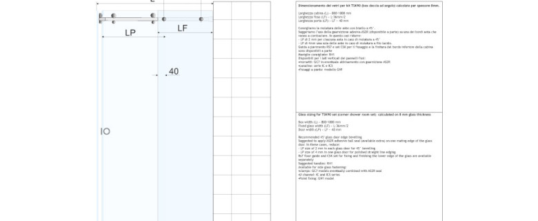 Schema vetri 90° con istruzioni